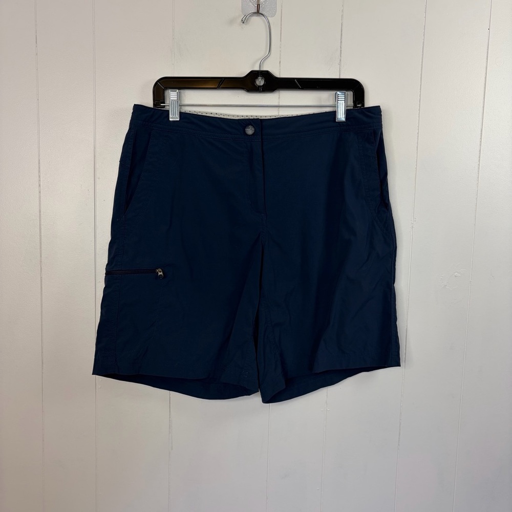 LL Bean Trek Trail Shorts Blue Womens Mid Rise Bermuda Hiking Camping size 10 - Picture 2 of 11